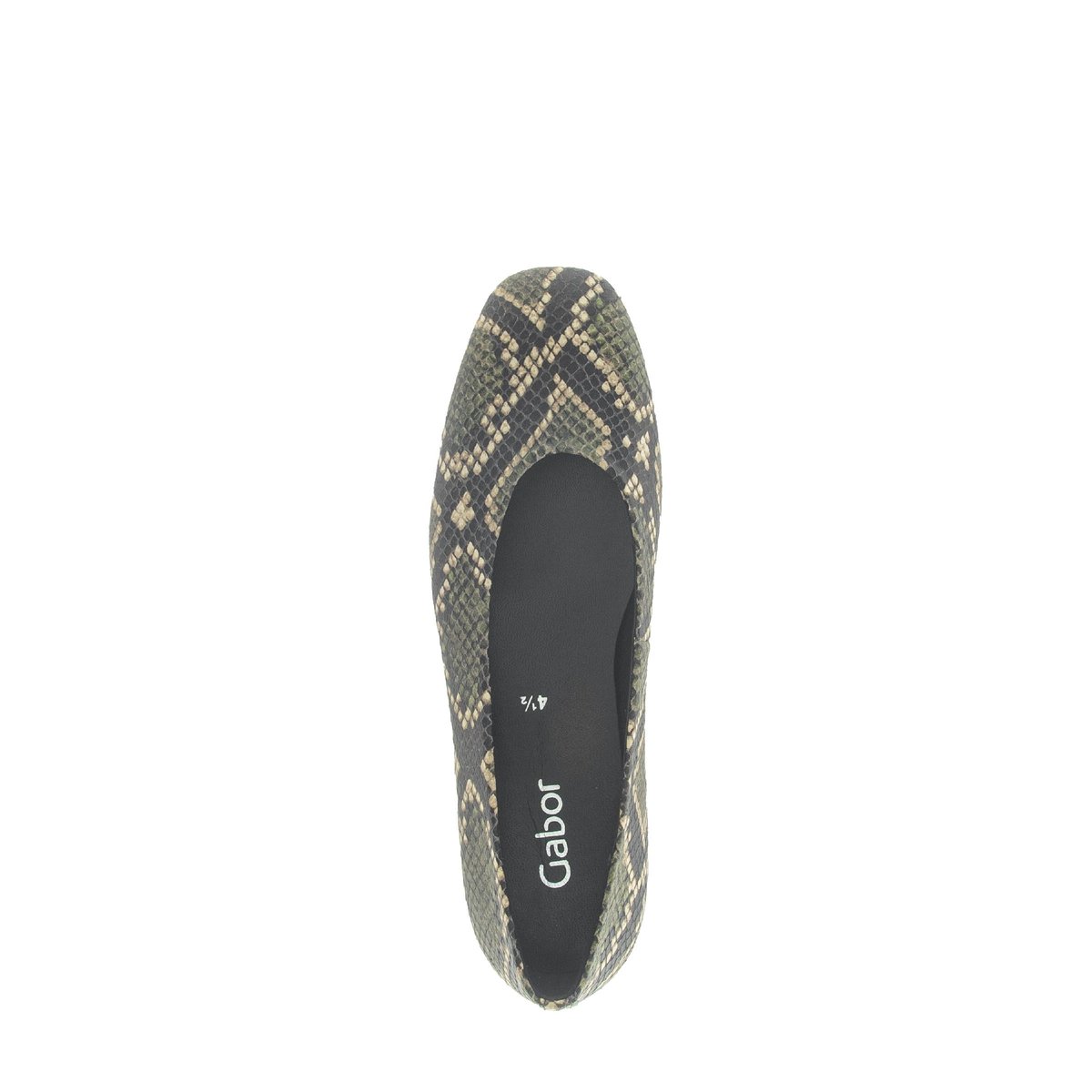 Ballerines en cuir imprimé reptile à talon décroché vert, GABOR