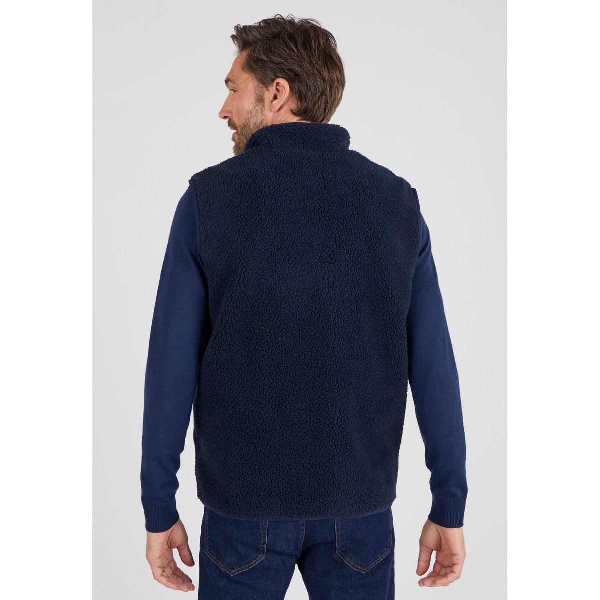 Veste sans manches en maille moutonnée bleu marine, DAMART