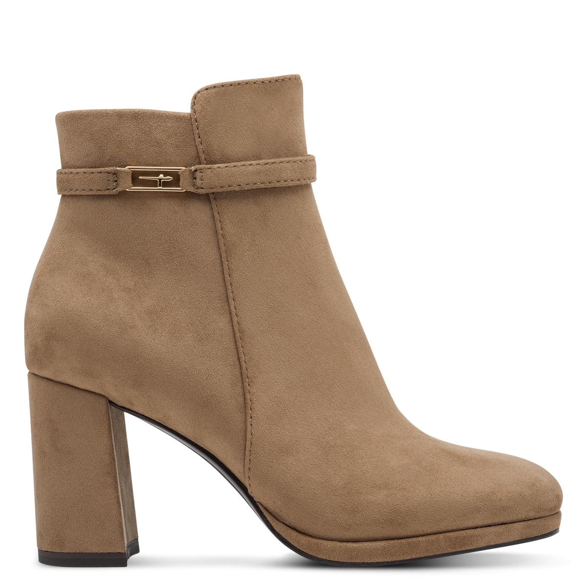 Bottine talon bloc beige ivoire camel, TAMARIS