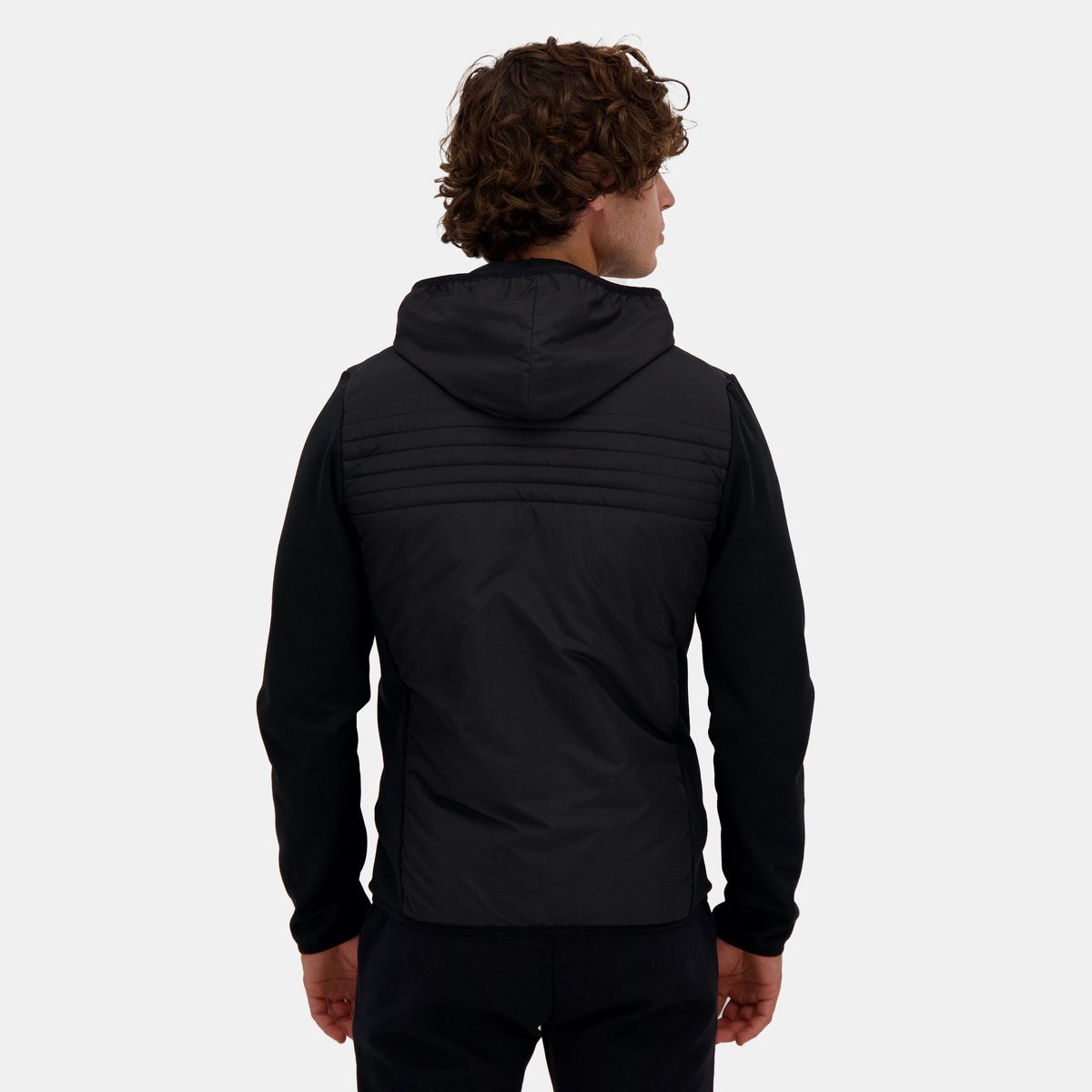 Veste hybride zippée à capuche noir, LE COQ SPORTIF
