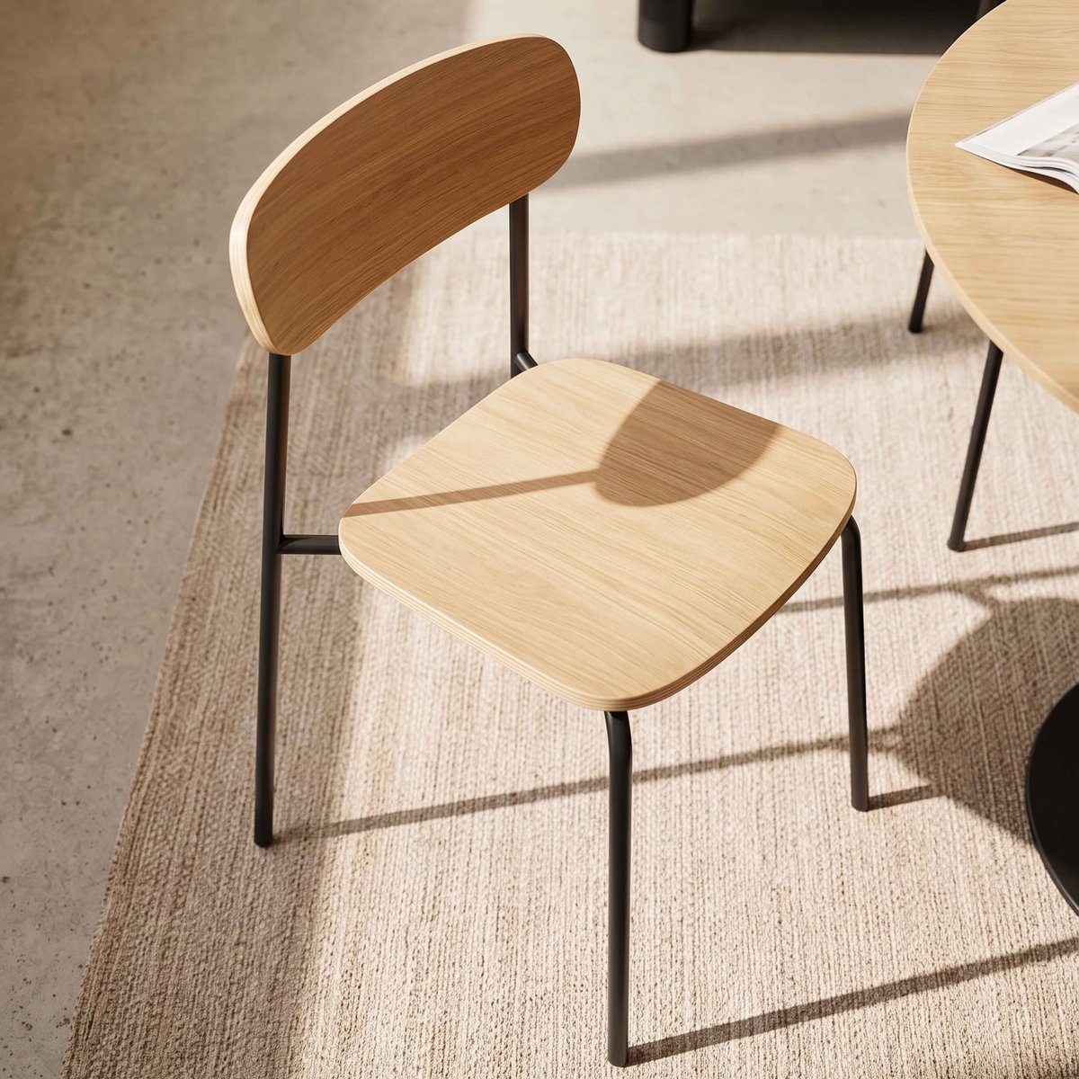 Lot de 2 chaises en métal et bois, LILA noir, OVIALA