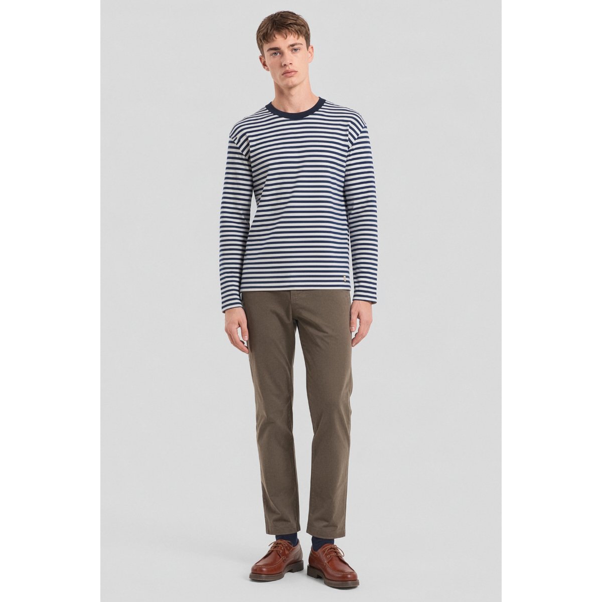 T-shirt manches longues Héritage en coton HERITAGE marine deep/milk, ARMOR-LUX