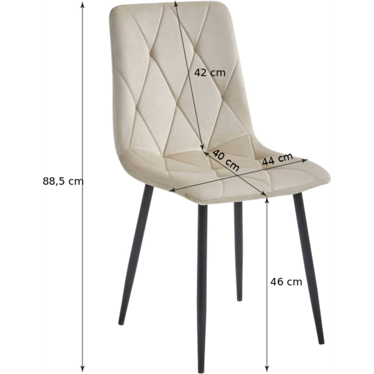 Chaise matelassée velours collection LIBRA beige velours, RECOLLECTION