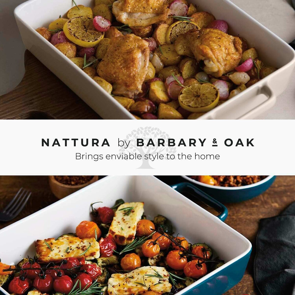 38cm Nattura Rectangular Roasting Dish teal, BARBARY & OAK