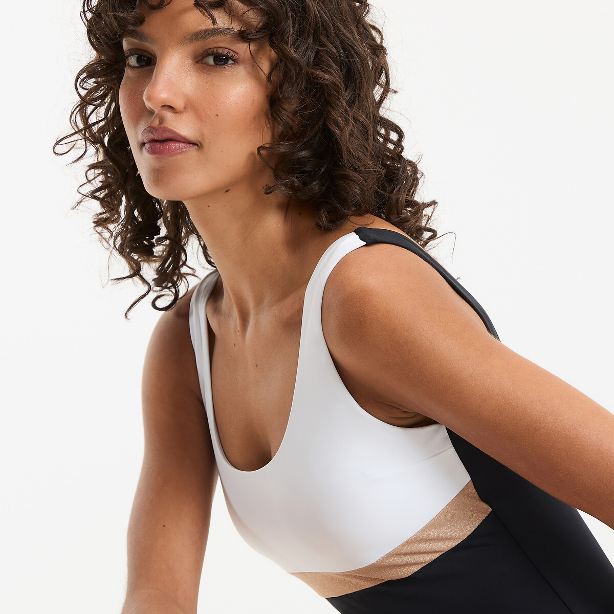 Maillot de bain une pièce tricolore noir+blanc, ANNE WEYBURN