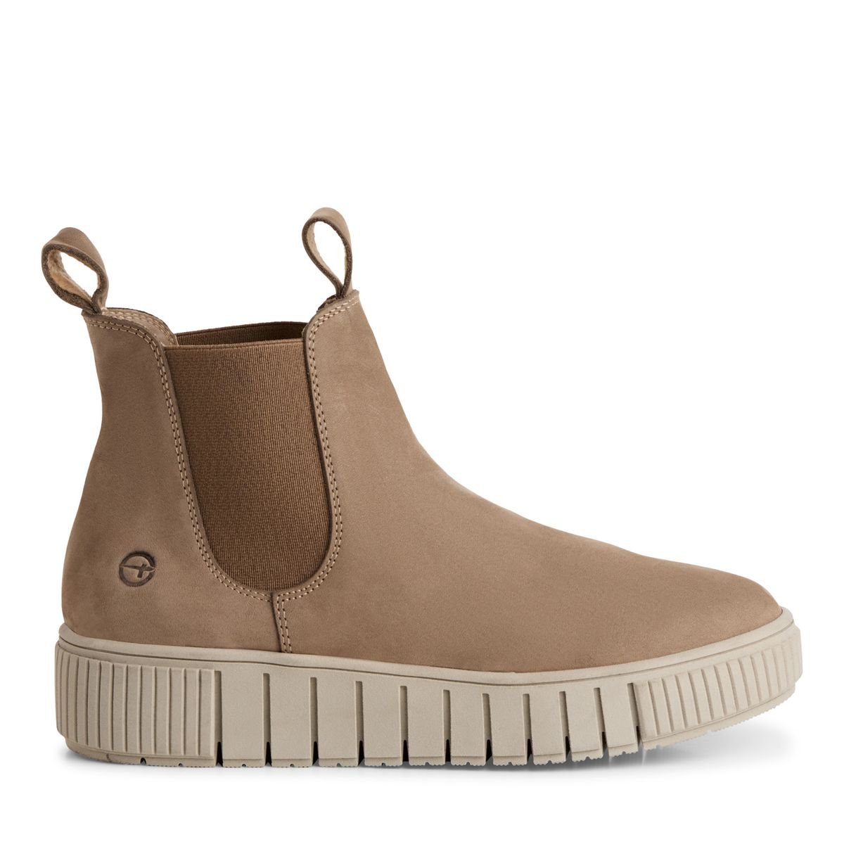 Bottine Chelsea en cuir marron taupe, TAMARIS
