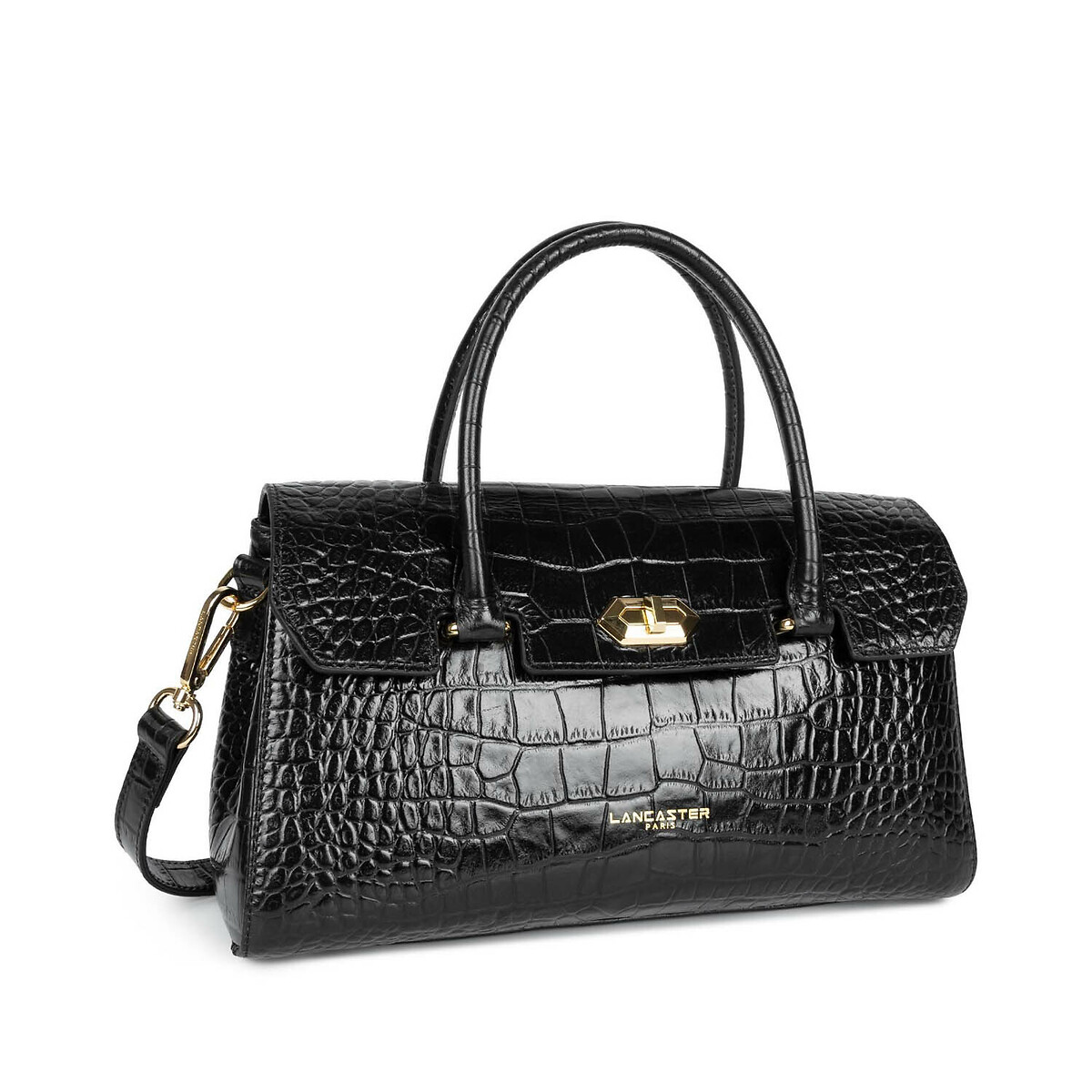 Sac à main à rabat avec fermoir M EXO noir, LANCASTER
