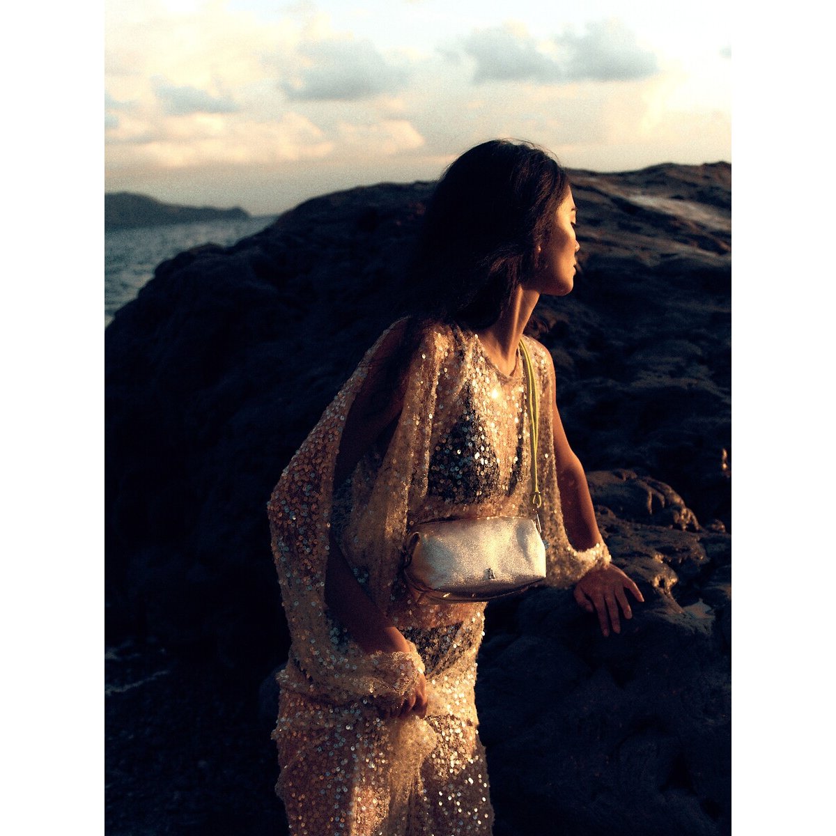 Sac pochette en cuir, NUAGE or, CRAIE STUDIO
