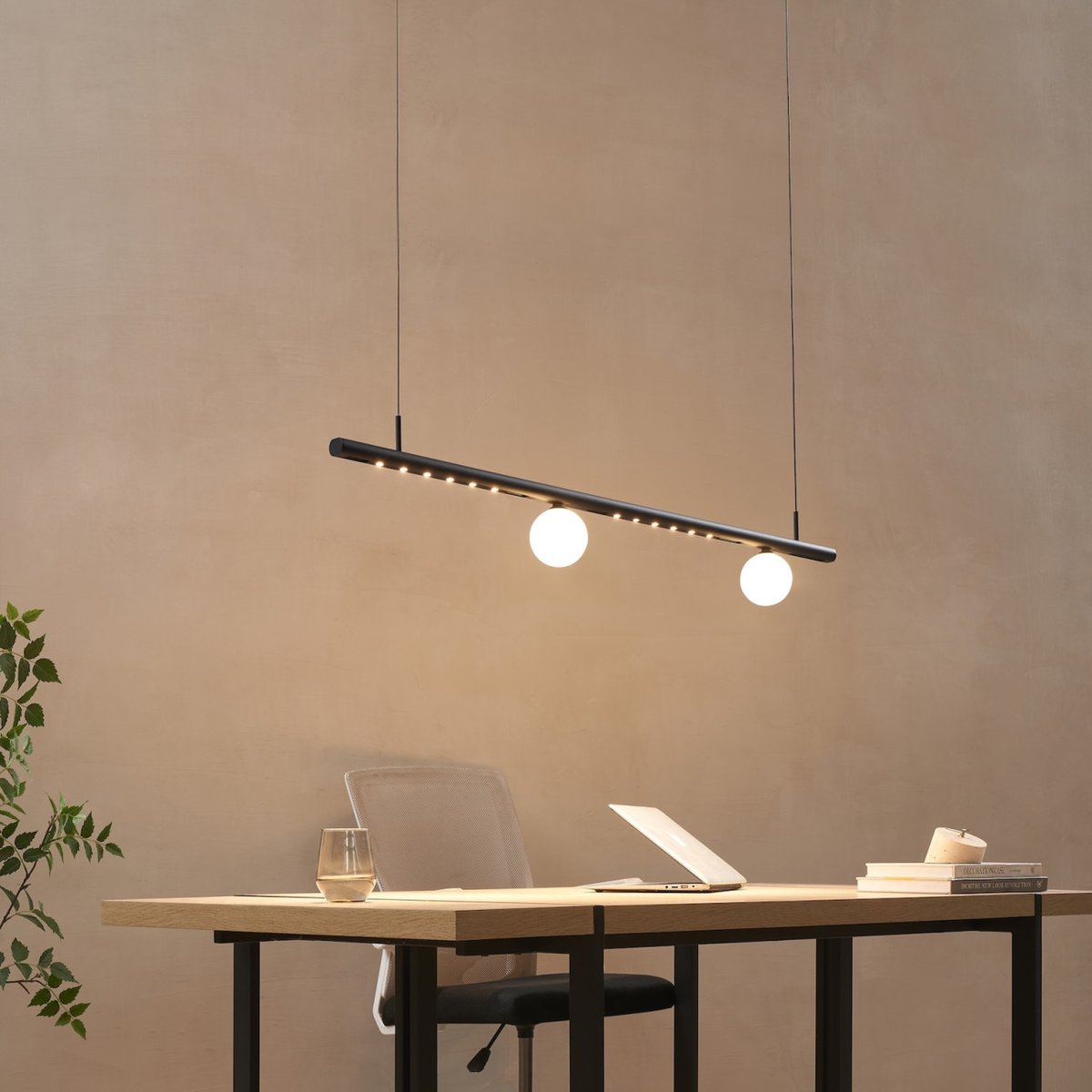 Kit suspension LED linéaire aimantée - LYNE noir et blanc, KOSILUM