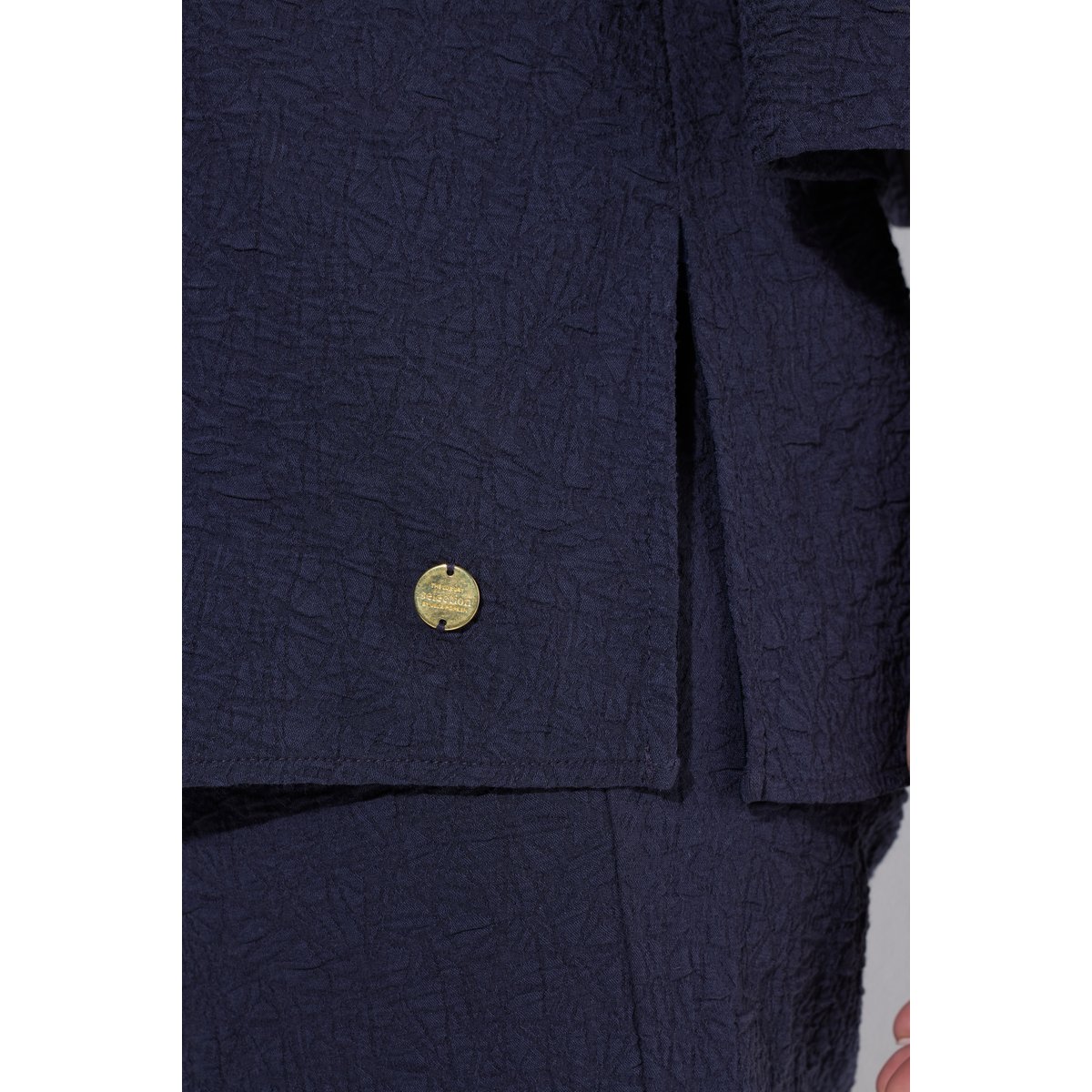 Veste texturée, manches 3/4 et col montant marine foncé, ULLA POPKEN