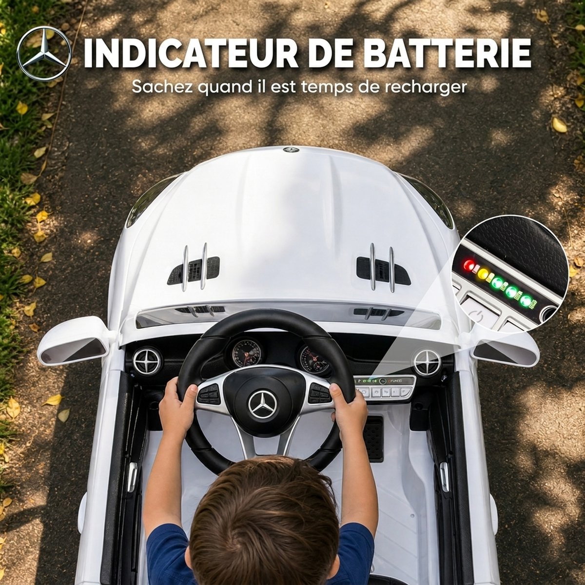Voiture électrique à conducteur assis PP blanc, argenté, noir, AIYAPLAY