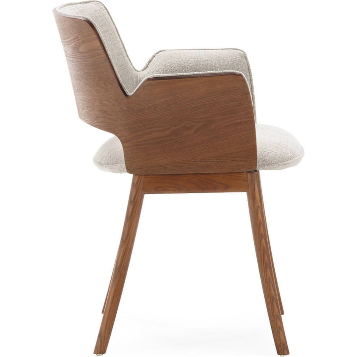 Chaise en bois et tissu noyer et blanc cassé, RECOLLECTION