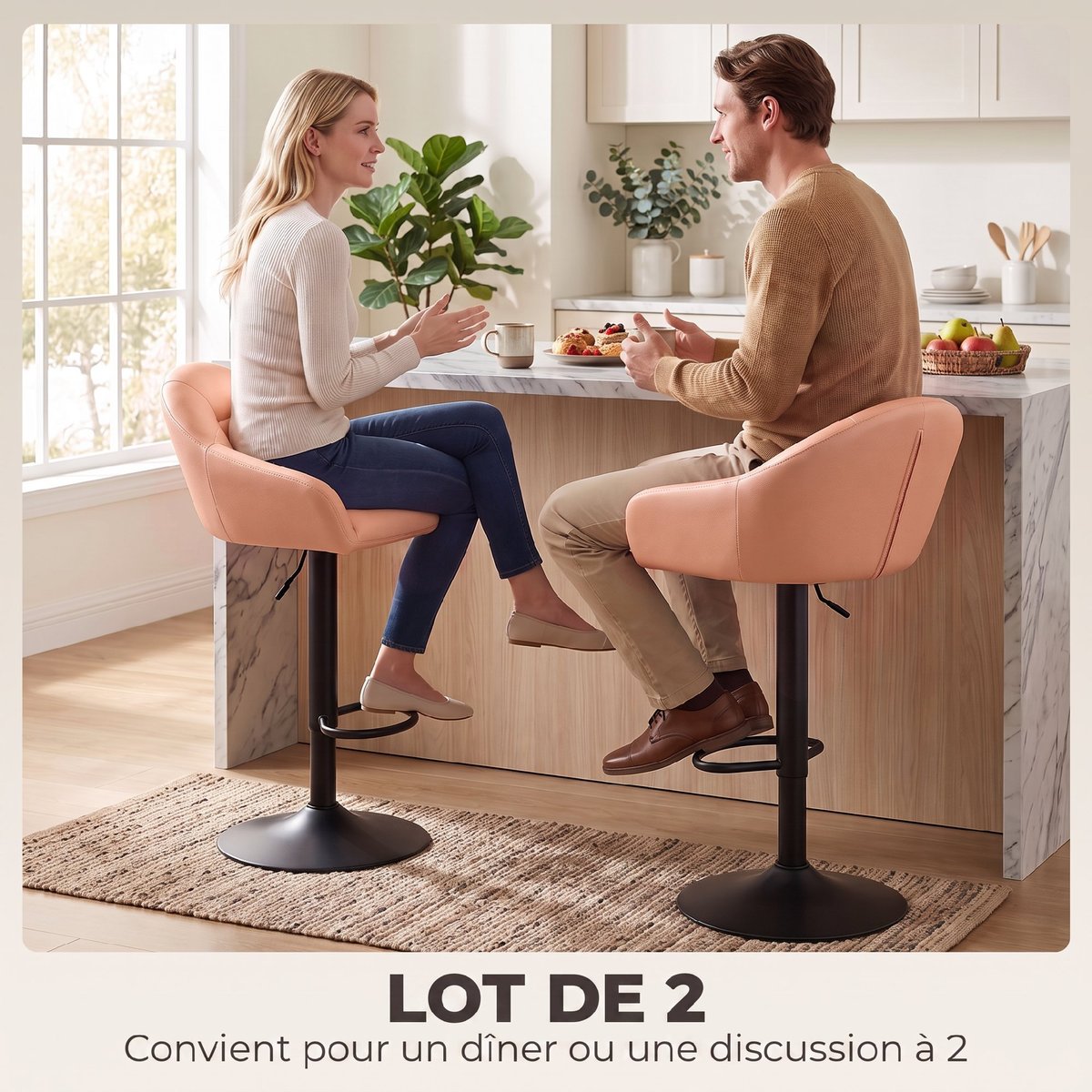 Tabouret de bar Revêtement synthétique Marron marron, noir, HOMCOM
