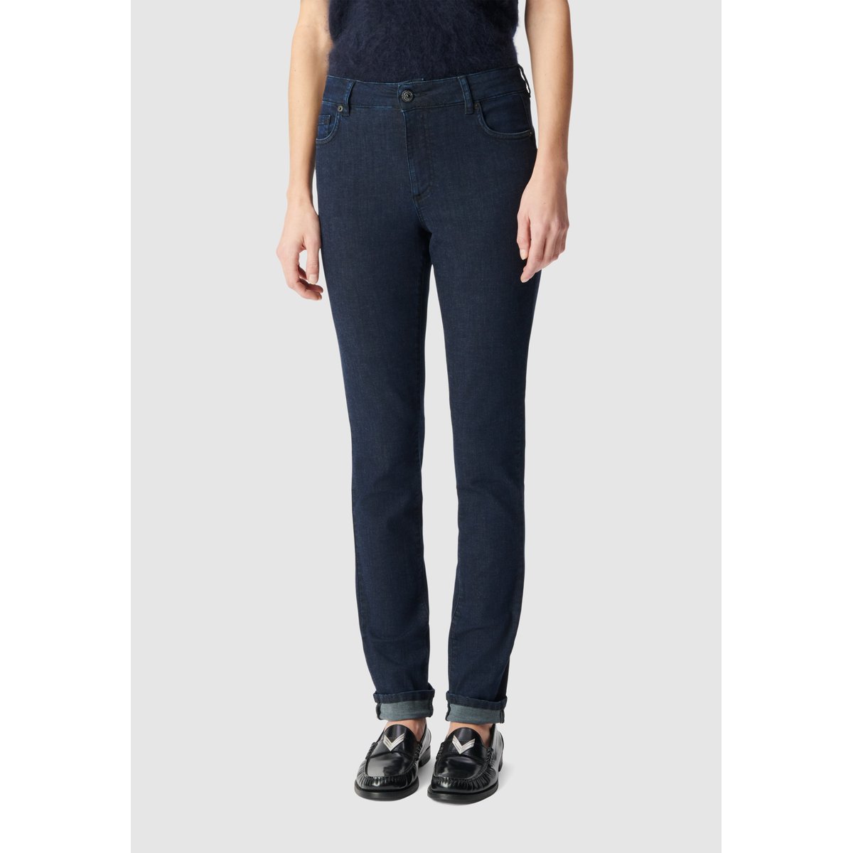 Jean slim brut taille haute ROXANNE marine foncé, IKKS