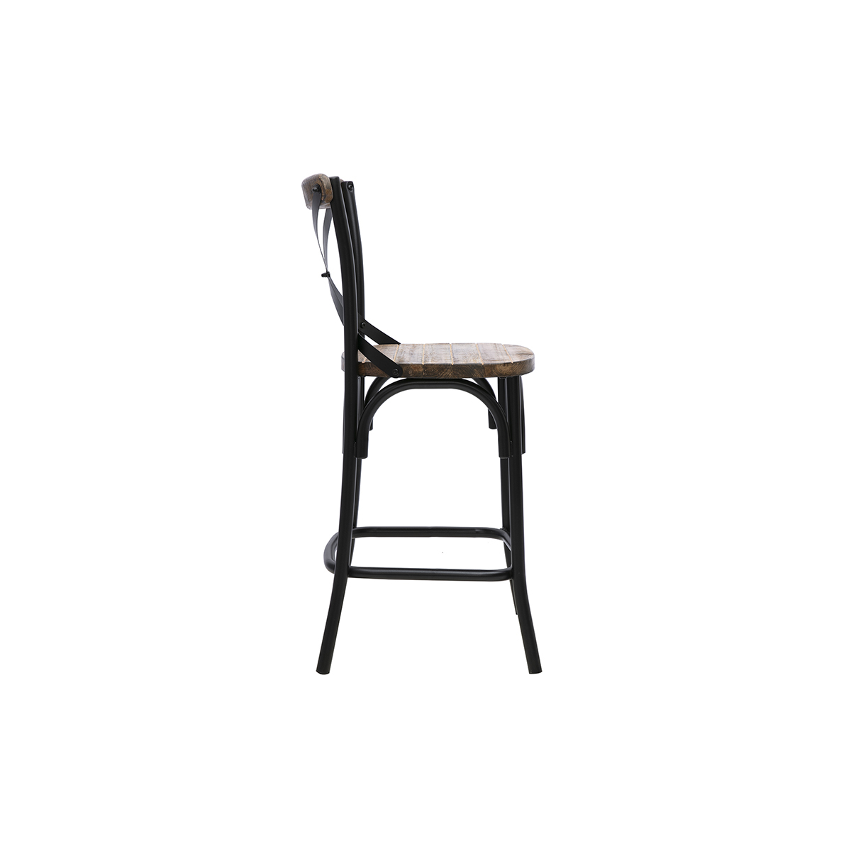 Tabouret de bar industriel en bois et métal noir 65 cm JAKE noir, MILIBOO