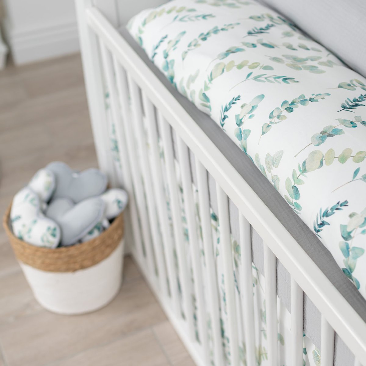 Parure de lit réversible en gaze de coton EUCALYPTUS eucalyptus, vert, gris, SEVIRA KIDS