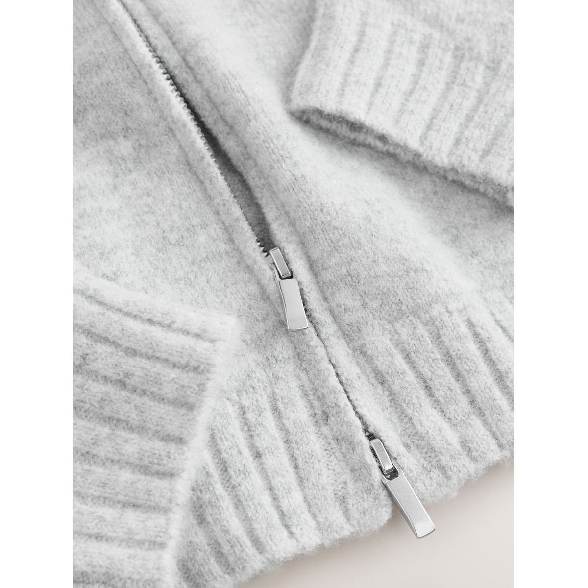 Sweat à capuche zippé en maille gris, NEXT
