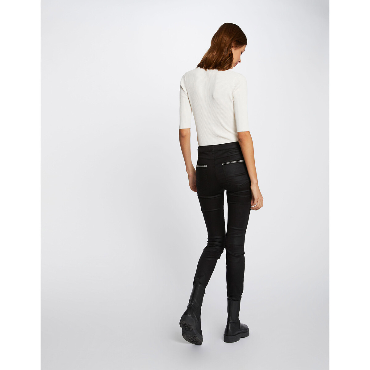 Slim Fit Coated Trousers black, MORGAN