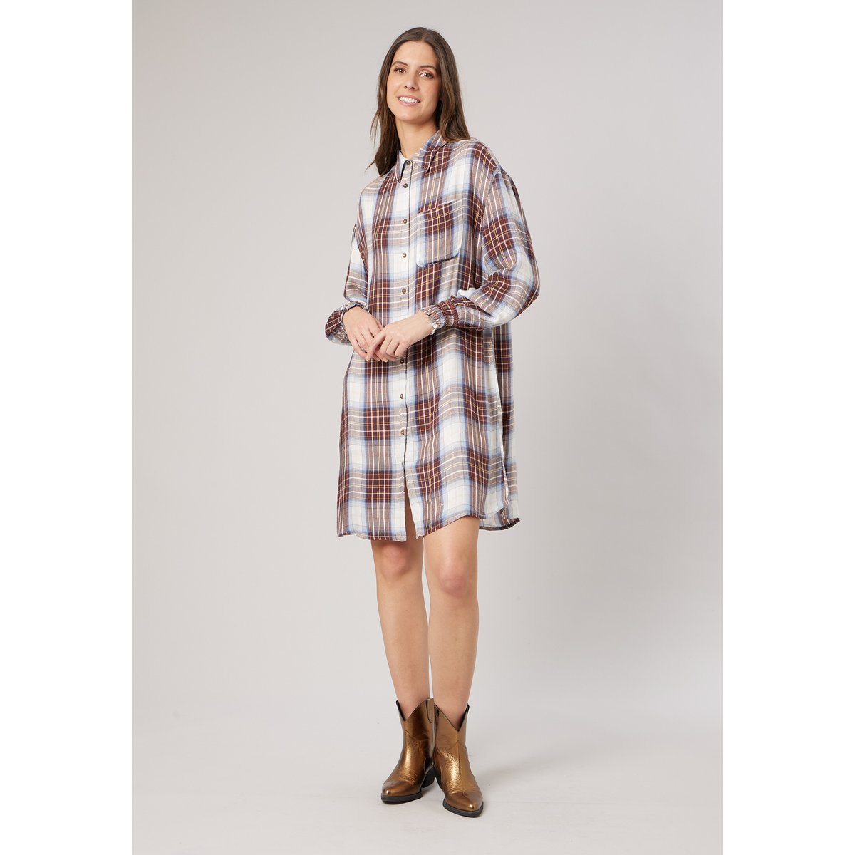 Robe chemise ample femme DILANA brown, DEELUXE