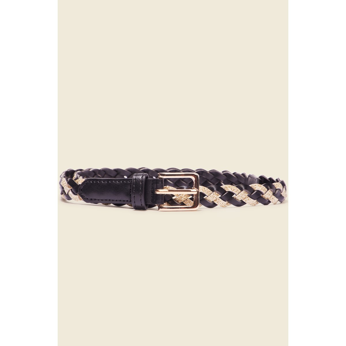 Ceinture tressée à strass noir, BONOBO