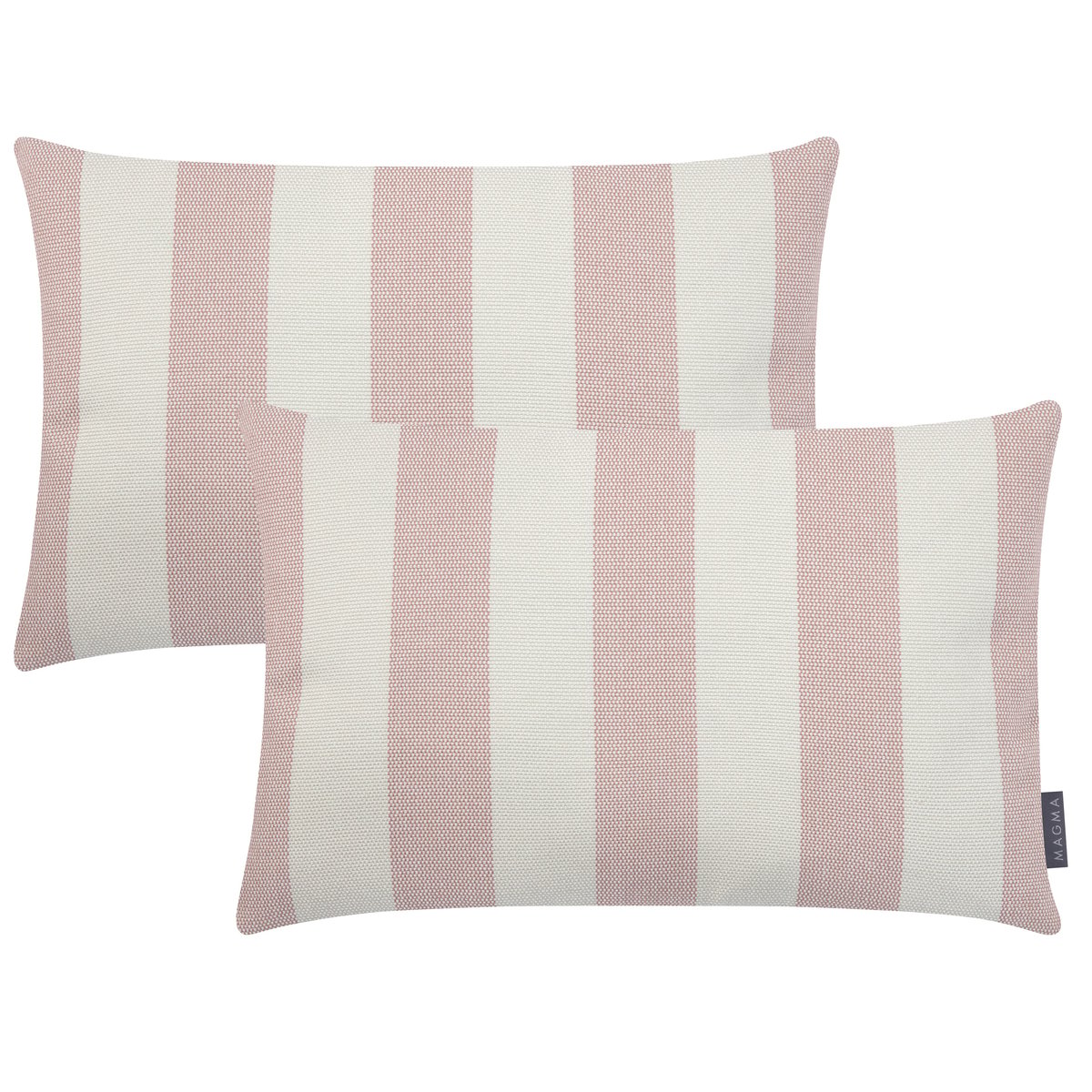 Housses de coussin d'extérieur rayées PORTOFINO -lot de 2 rose et blanc, MAGMA HEIMTEX
