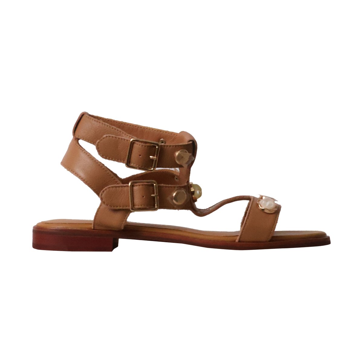 Sandales Cuir Athena camel, EMILIE KARSTON