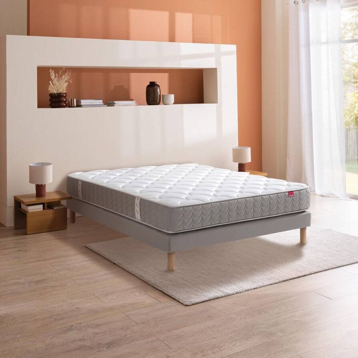 Ensemble matelas et sommier - ELORIA blanc, EPEDA
