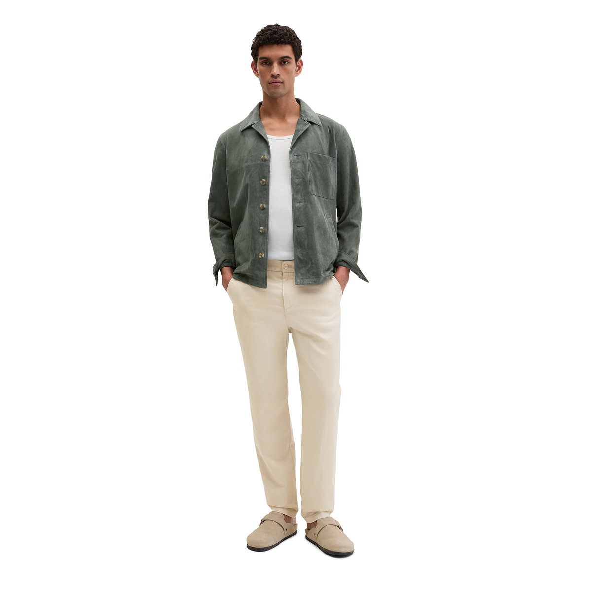Pantalon de jogging chino Osby à coupe fuselée en mélange de TENCEL™ Lyocell et de lin creme, MARC O'POLO