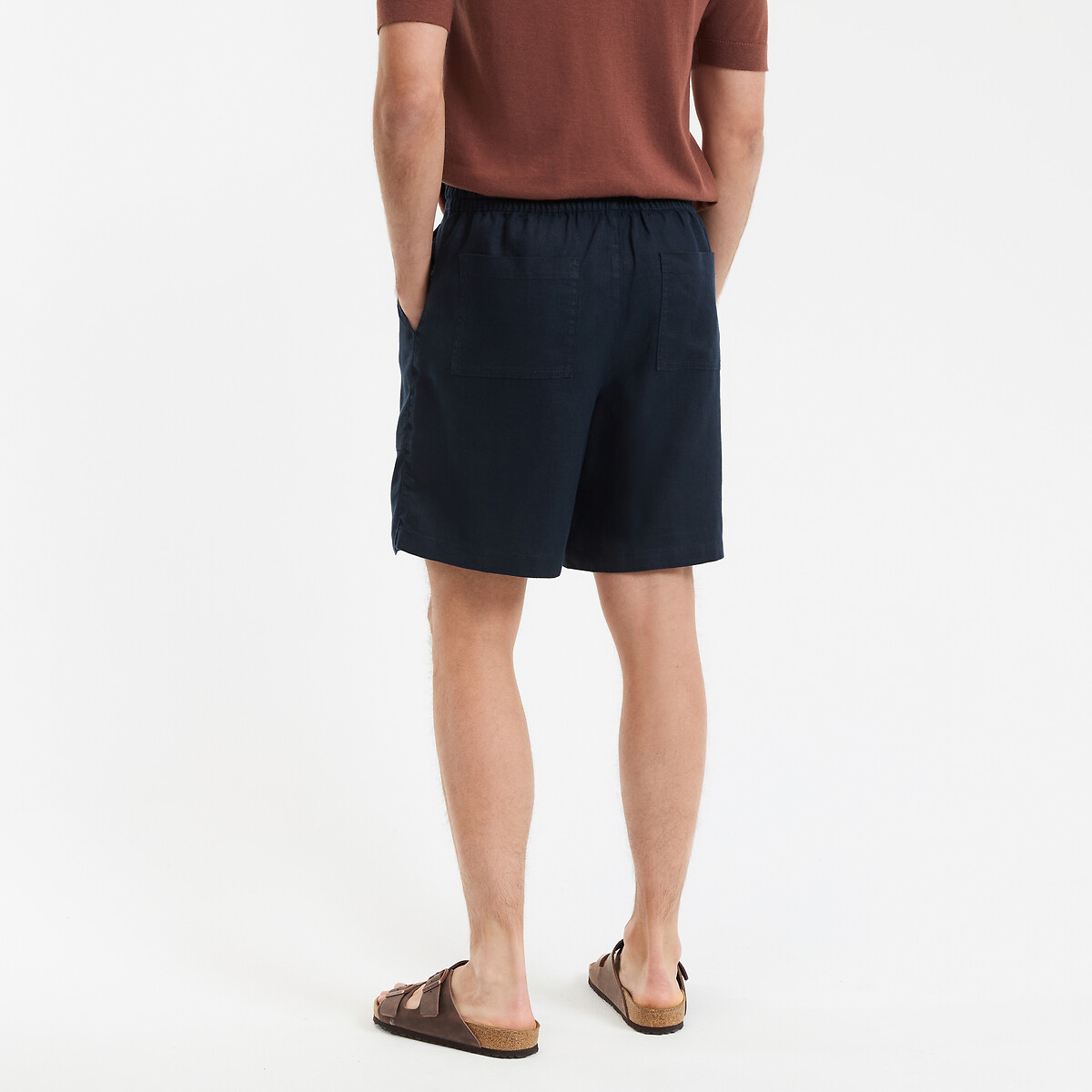 Bermuda en lin bleu marine, LA REDOUTE COLLECTIONS