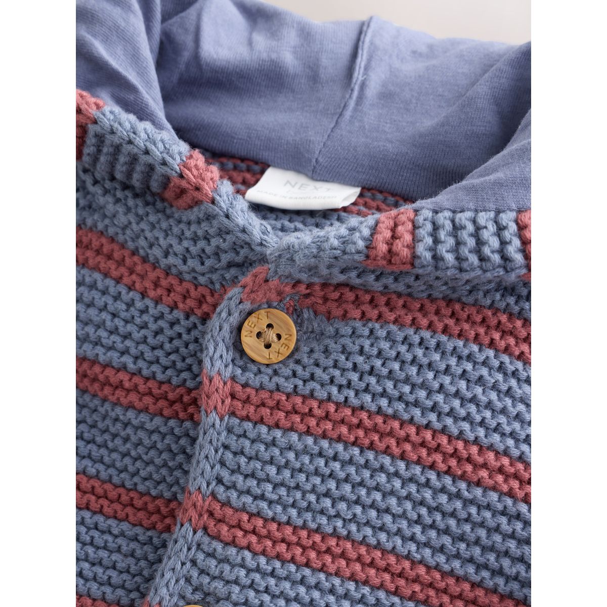 Cardigan bébé en maille rayures bleues et bordeaux, NEXT