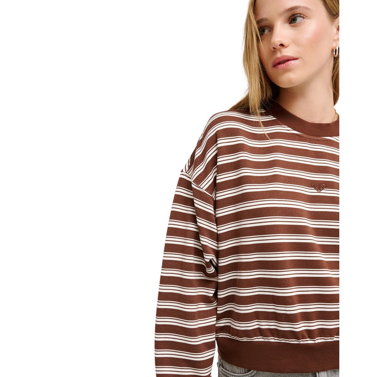 Sweat BLOSSOM RIDGE. marron chestnut blossom ridge stripe, ROXY