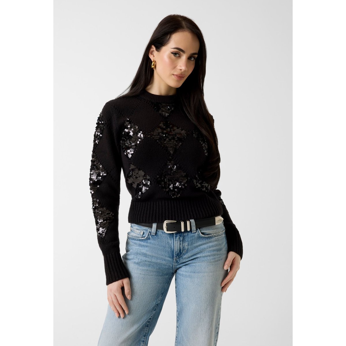 Pull En Sequins noir, GUESS