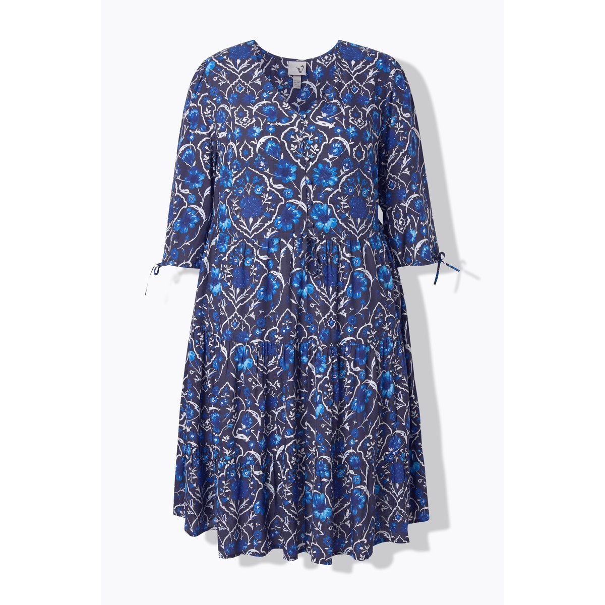 Robe midi à fleurs, poches marine, ULLA POPKEN