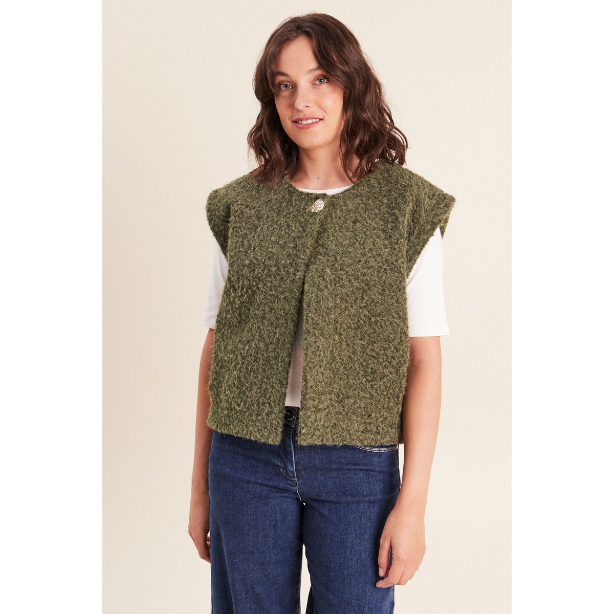 Gilet ample sans manches vert kaki, BREAL