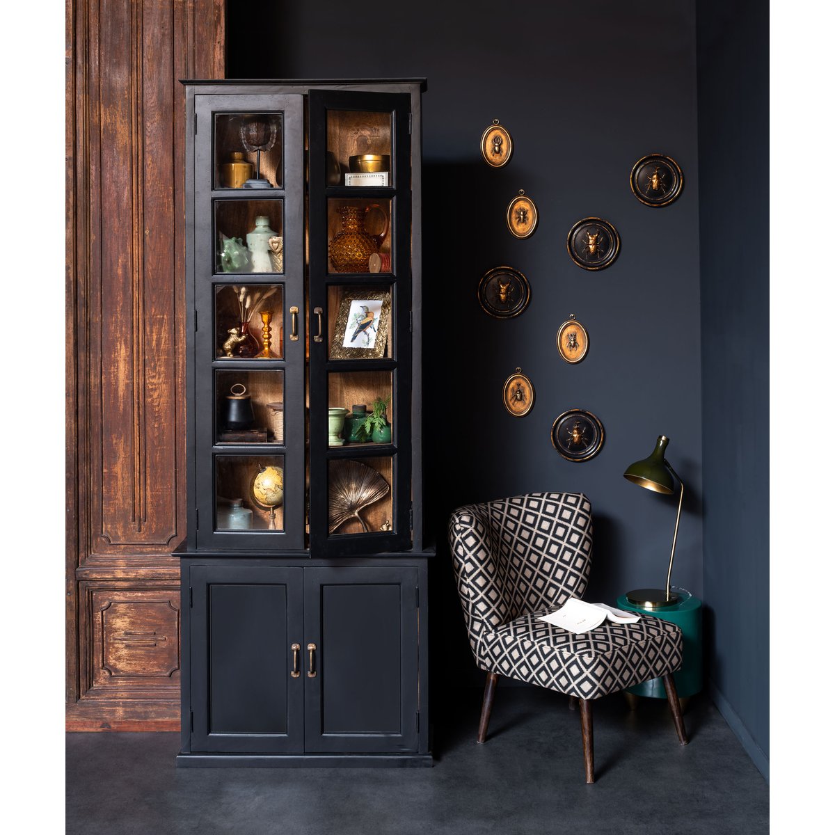 Petite vitrine en bois AURIAC noir, CHEHOMA