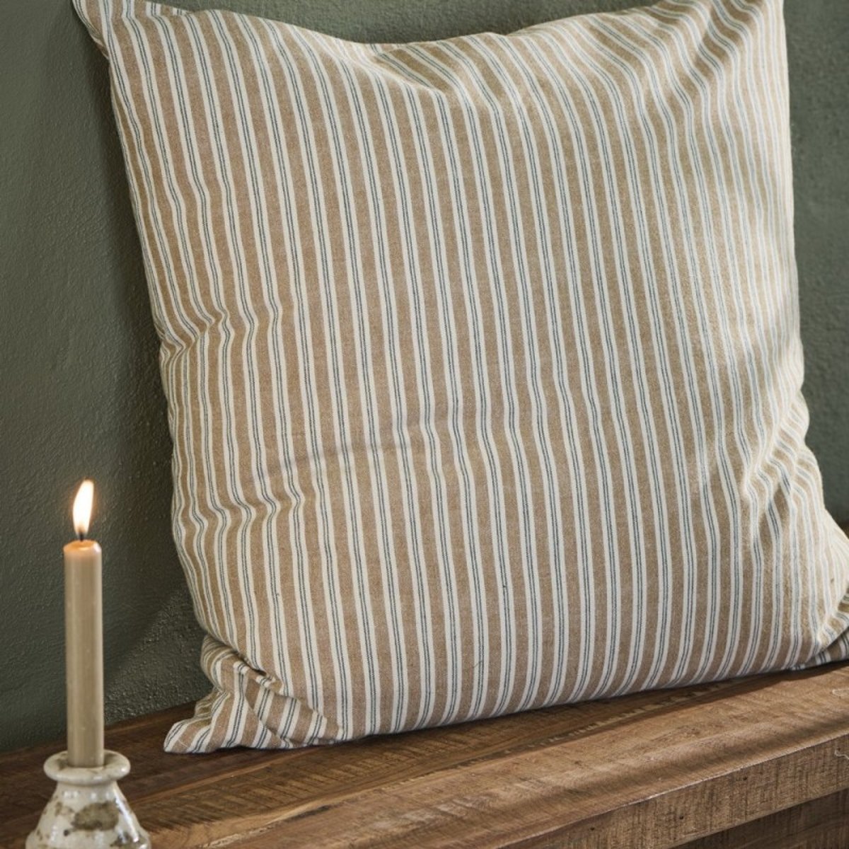 Housse de coussin coton rayures jaune moutarde, IB LAURSEN