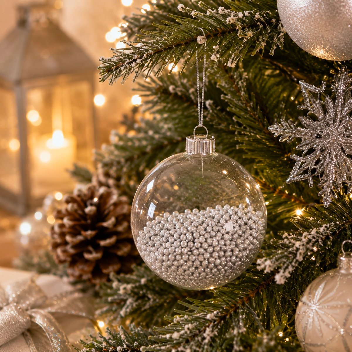 Boule de Noël transparente avec billes transparen, EDEN