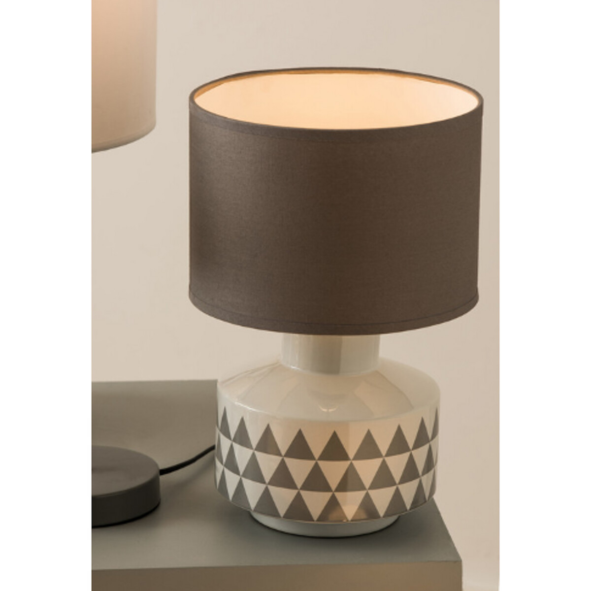 Wini White Ceramic Table Lamp with Grey Shade white, SO'HOME