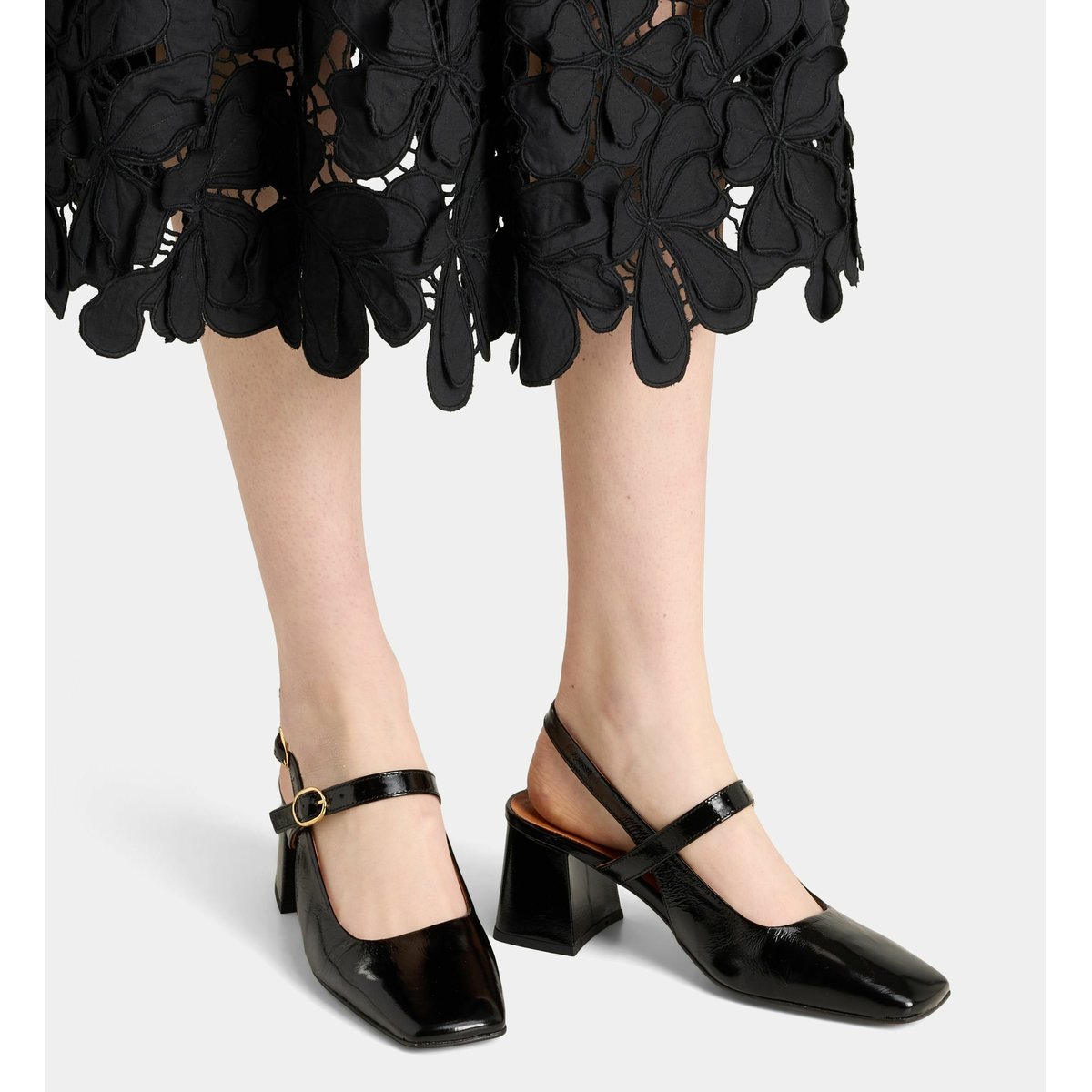 Escarpins slingback vaele cuir noir, GALERIES LAFAYETTE