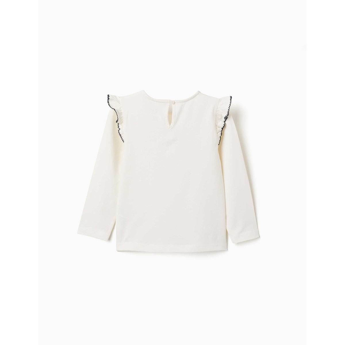 T-shirt à manches longues avec volants et broderie blanc, ZIPPY