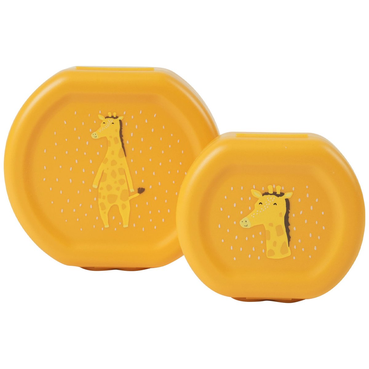 Lot de 2 boîtes à goûter à clip jaune, marron, blanc, TRIXIE