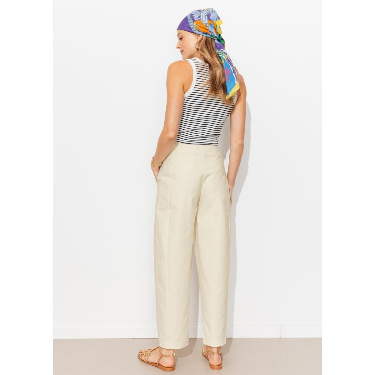Pantalon barrel chic ecru, PROMOD