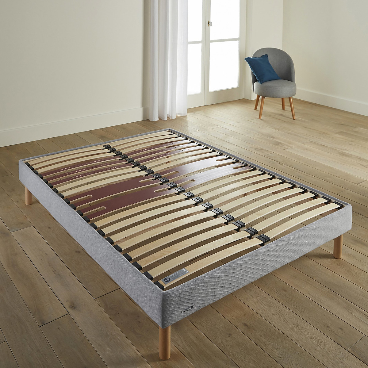 Sommier tapissier morphologique 18 lattes apparent gris, BULTEX
