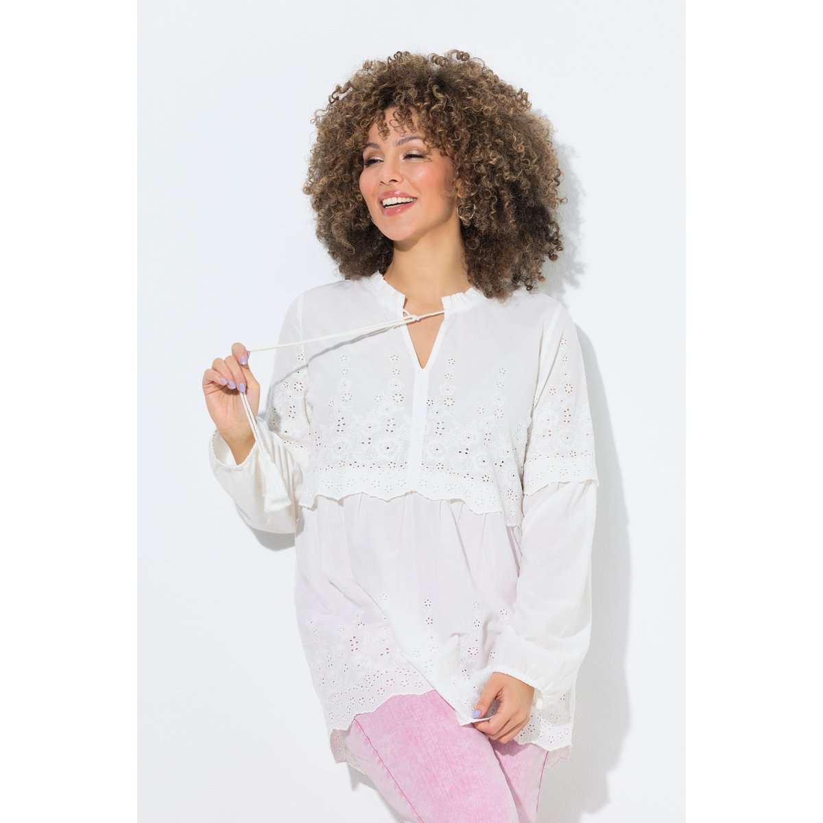 Blouse brodée blanc cassé, ULLA POPKEN
