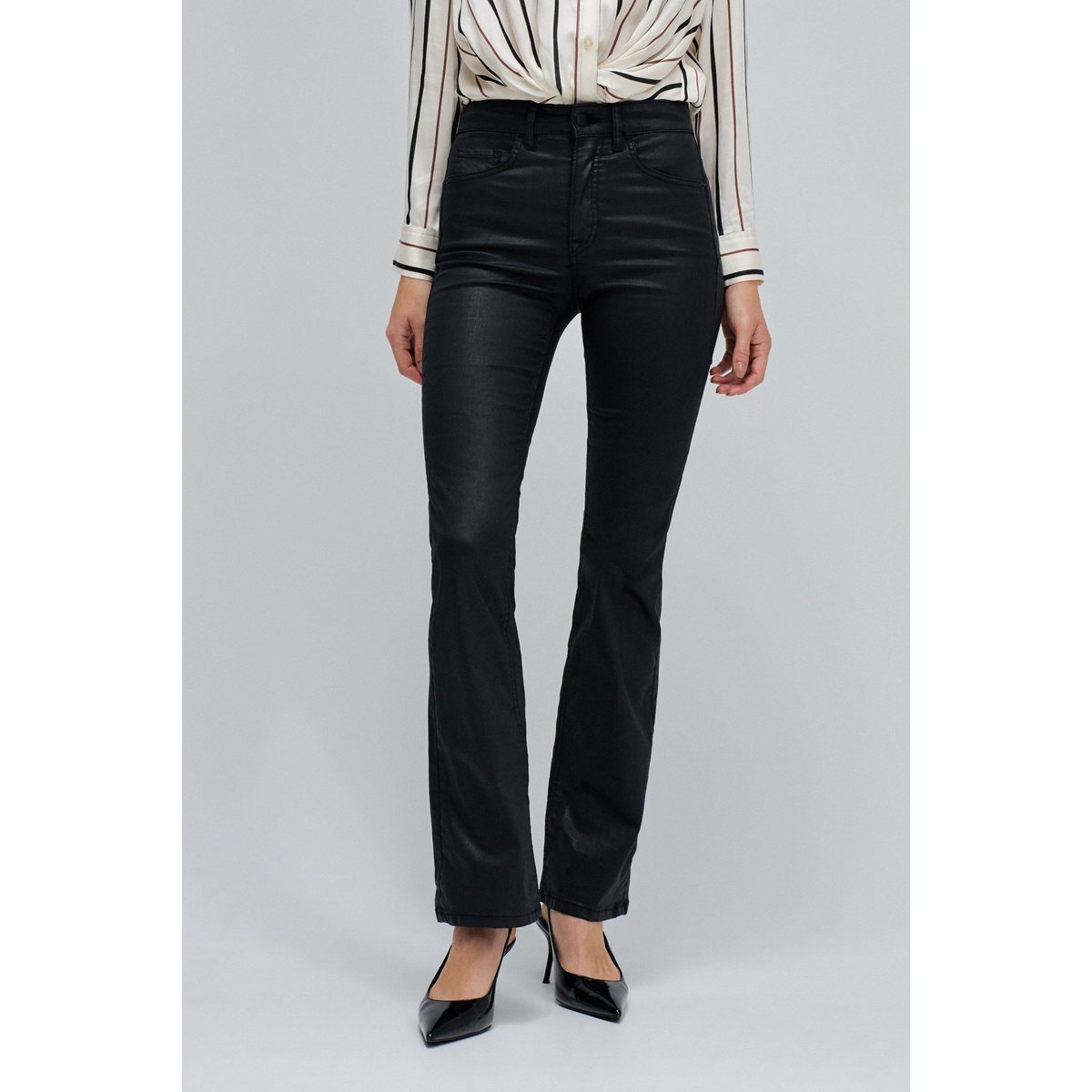 JEAN FAITH PUSH IN BOOTCUT EN COATING noir, SALSA JEANS