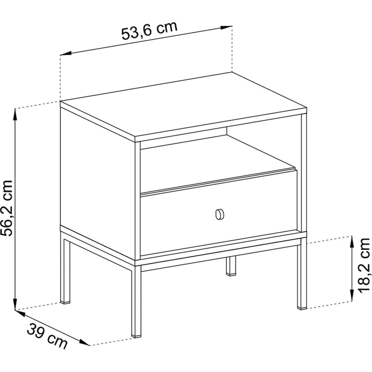 Table de chevet bois collection MONNE beige et noir, RECOLLECTION