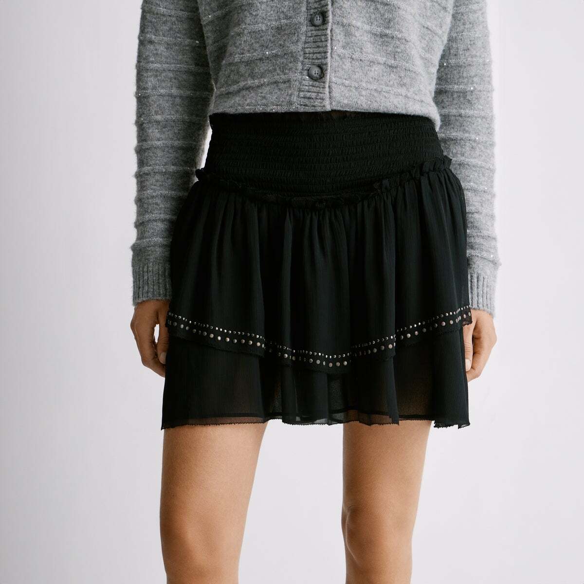 Jupe Courte En Chiffon noir, PEPE JEANS