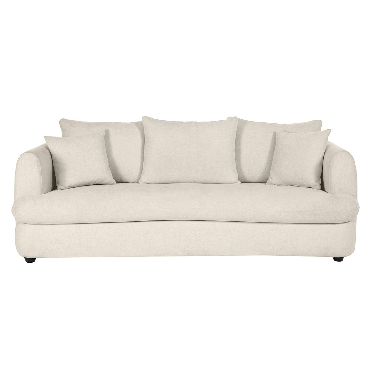 Canapé convertible déhoussable 3-4 places design haricot en tissu effet velours texturé vert kaki SACHA beige, MILIBOO