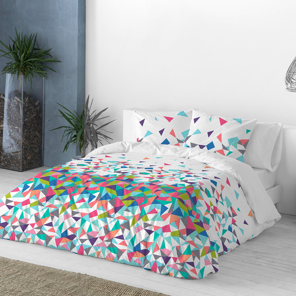 HOUSSE DE COUETTE ECHO fuchsia/bleu/vert/blanc, NAF NAF HOME