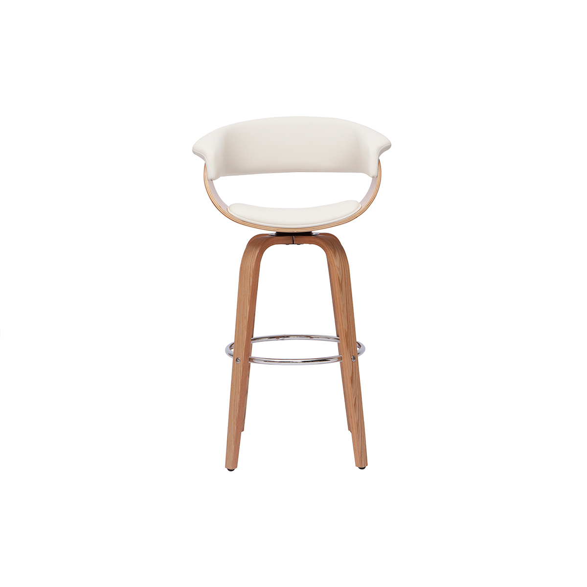 Tabouret de bar design pivotant blanc et bois clair H67 cm OKTAV blanc, MILIBOO